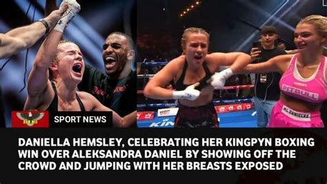 daniella hemsley flashes crowd uncensored|Kingpyn Boxing video: Daniella Hemsley flashes fans after。